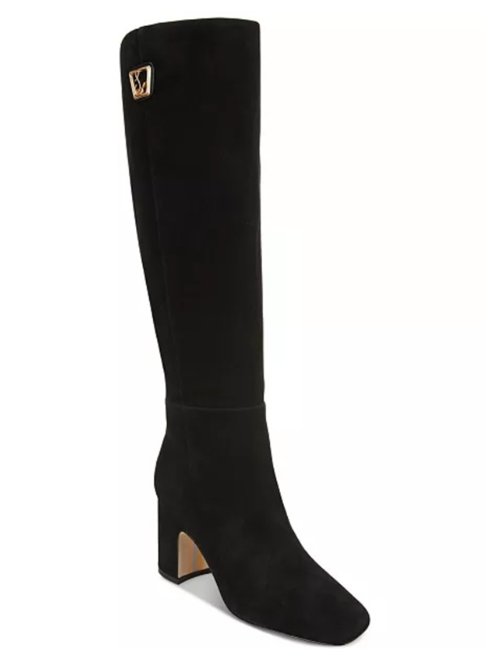 Sam Edelman Faren Black Suede Tall Block-Heel Boots Size 9.5